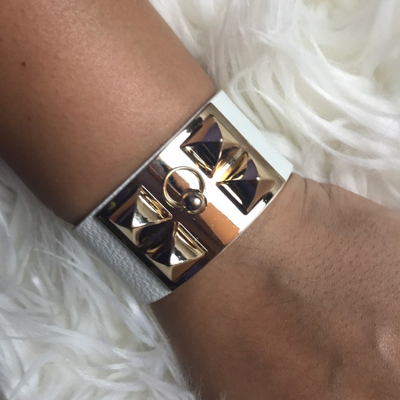 New Trendy Bracelet Spike White & Gold - Picture 2 of 8